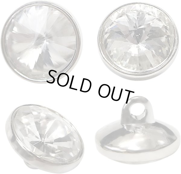 画像1: ラインストーンボタン 多面カット 足つき 【シルバー】 銀 クリスタル ラインストーン ボタン 飾りボタン 12個入り 【10mm】 きらきらぷんぷん丸 B-808 (1)