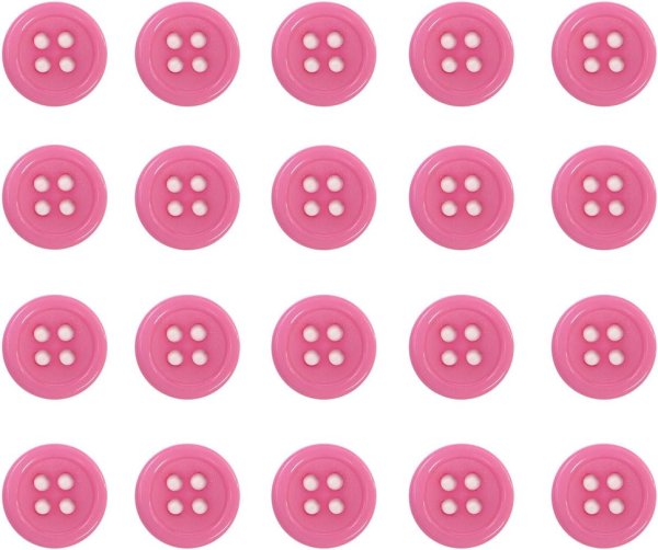 画像1: 四つ穴ボタン 【ピンク】 ツヤあり カラー ボタン シャツボタン 20個入り 【10mm】 きらきらぷんぷん丸 B-852 (1)