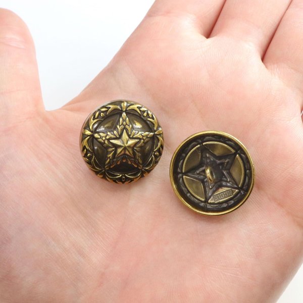 画像5: メタルボタン 星 モチーフ アンティーク調 【ゴールド】 金 ボタン スター 金属 飾りボタン 手芸 6個入り 【23mm】 きらきらぷんぷん丸 B-936 (5)