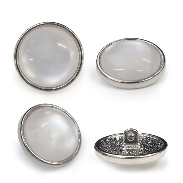 画像1: 半透明 飾りボタン 【シルバー】 銀 白 ボタン 金属 メタル 樹脂 メタルボタン 手芸 4個入り 【21mm】 きらきらぷんぷん丸 B-980 (1)