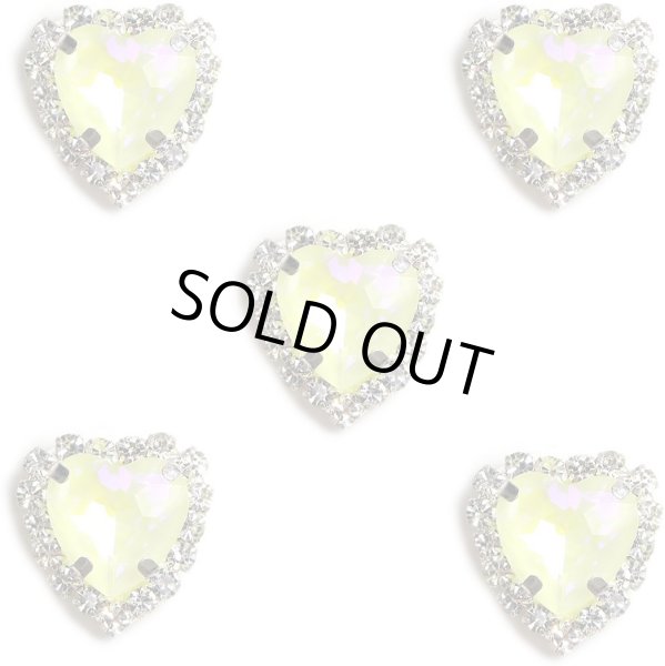 画像1: ハート ビジュー パーツ【イエロー】シルバー パステルカラー ネイル ストーン デコ 手芸 オタ活 推し活 5個入り【10mm】きらきらぷんぷん丸 BJU-003 (1)