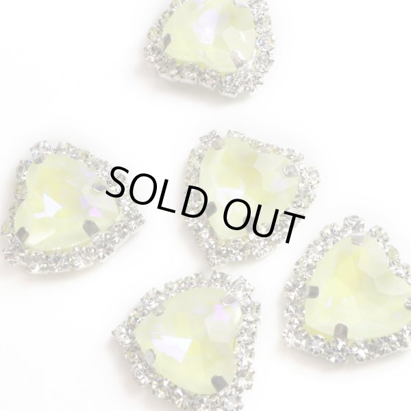 画像4: ハート ビジュー パーツ【イエロー】シルバー パステルカラー ネイル ストーン デコ 手芸 オタ活 推し活 5個入り【10mm】きらきらぷんぷん丸 BJU-003 (4)