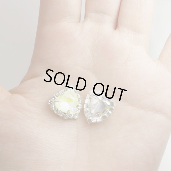 画像6: ハート ビジュー パーツ【イエロー】シルバー パステルカラー ネイル ストーン デコ 手芸 オタ活 推し活 5個入り【10mm】きらきらぷんぷん丸 BJU-003 (6)