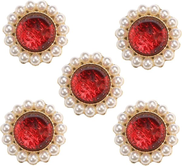 画像1: デコパーツ ビジュー パール【レッド】赤 5個入り 光沢 ジュエリー【25mm】ハンドメイド DIY 手芸 おしゃれ 可愛い きらきらぷんぷん丸 BJU-017 (1)
