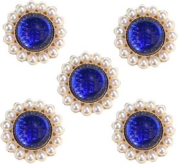 画像1: デコパーツ ビジュー パール【ブルー】青 5個入り 光沢 ジュエリー【25mm】ハンドメイド DIY 手芸 おしゃれ 可愛い きらきらぷんぷん丸 BJU-018 (1)