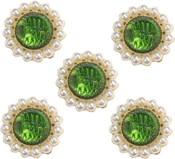 画像1: デコパーツ ビジュー パール【グリーン】緑 5個入り 光沢 ジュエリー【25mm】ハンドメイド DIY 手芸 おしゃれ 可愛い きらきらぷんぷん丸 BJU-019 (1)