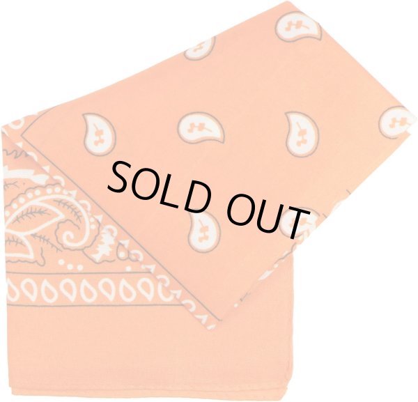 画像1: バンダナ 大判 ペイズリー 柄 約54x54cm 【オレンジ】 ポリエステル ハンカチ 三角巾 お弁当包み スカーフ きらきらぷんぷん丸 BND-009 (1)