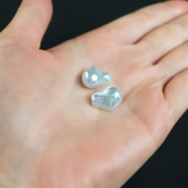 画像6: バロックパール ビーズ 人工真珠 樹脂 淡水 25個入 穴あき 【約15mm×11mm】 パーツ ホワイト 白 ハンドメイド 手芸 フェイク イヤリング ピアス ネックレス アクセサリー きらきらぷんぷん丸 BP-001 (6)