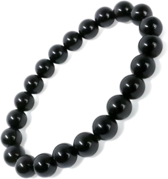 画像1: 天然石ブレスレット 黒曜石 オブシディアン 8mm アクセサリー パワーストーン 魔除け 厄除け 浄化 集中 心の安定 BRS-008 (1)