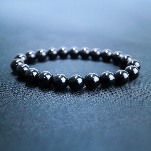 画像3: 天然石ブレスレット 黒曜石 オブシディアン 8mm アクセサリー パワーストーン 魔除け 厄除け 浄化 集中 心の安定 BRS-008 (3)