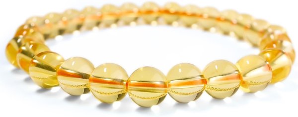 画像1: 天然石ブレスレット 黄水晶 シトリンクォーツ 6mm アクセサリー 11月 誕生石 パワーストーン 金運 開運 幸運 商売繁盛 BRS-009 (1)