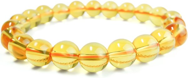 画像1: 天然石ブレスレット 黄水晶 シトリンクォーツ 8mm アクセサリー 11月 誕生石 パワーストーン 金運 開運 幸運 商売繁盛 BRS-010 (1)