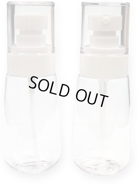 画像1: スプレーボトル ローションボトル トラベルボトル 化粧水 60ml 詰め替えボトル ミニ コンパクト 2本セット 透明 霧吹き ミスト 液体 ポンプ式 化粧品 香水 アルコール 乳液 クリーム 保存用 小分け 旅行 出張 きらきらぷんぷん丸 BTL-006 (1)