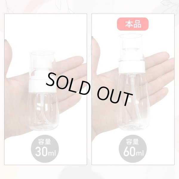 画像4: スプレーボトル ローションボトル トラベルボトル 化粧水 60ml 詰め替えボトル ミニ コンパクト 2本セット 透明 霧吹き ミスト 液体 ポンプ式 化粧品 香水 アルコール 乳液 クリーム 保存用 小分け 旅行 出張 きらきらぷんぷん丸 BTL-006 (4)