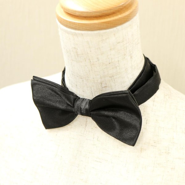 画像6: 蝶ネクタイ メンズ 無地 ブラック サテン ボウタイ フック式 簡単着脱 ワンタッチ 結婚式 記念日 仮装 イベント きらきらぷんぷん丸 BWT-001 (6)