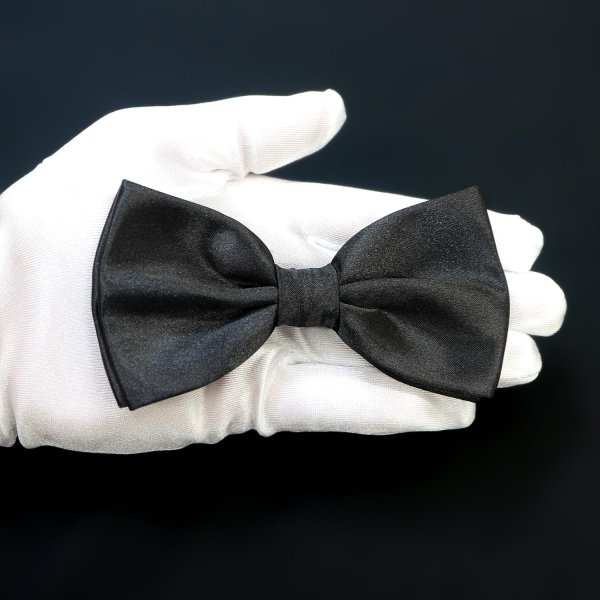 画像7: 蝶ネクタイ メンズ 無地 ブラック サテン ボウタイ フック式 簡単着脱 ワンタッチ 結婚式 記念日 仮装 イベント きらきらぷんぷん丸 BWT-001 (7)