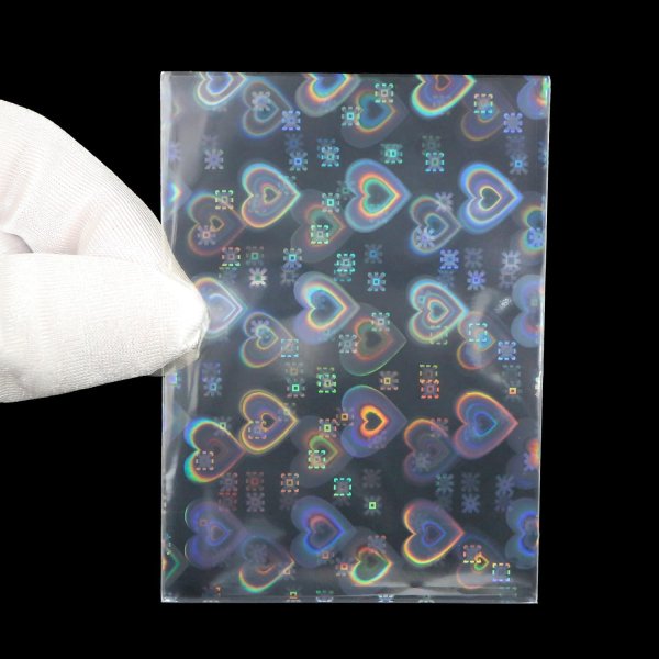 画像4: ホログラムカードスリーブ【ハート柄】 横向き 〔1セット〕50枚入り 65×90mm 大容量 クリア トレカ キラキラ きらきらぷんぷん丸 C-65-90-YH (4)