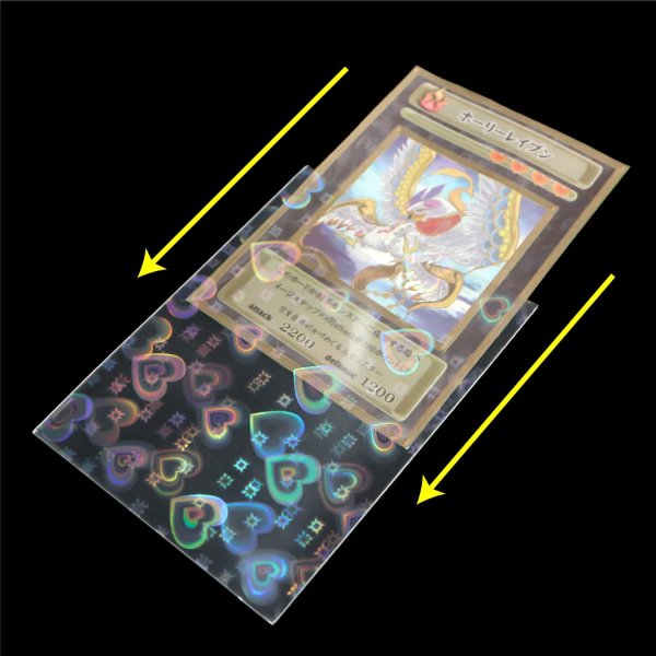 画像5: ホログラムカードスリーブ【ハート柄】 横向き 〔1セット〕50枚入り 65×90mm 大容量 クリア トレカ キラキラ きらきらぷんぷん丸 C-65-90-YH (5)
