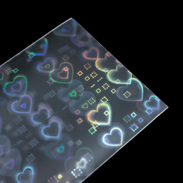 画像6: ホログラムカードスリーブ【ハート柄】 横向き 〔1セット〕50枚入り 65×90mm 大容量 クリア トレカ キラキラ きらきらぷんぷん丸 C-65-90-YH (6)