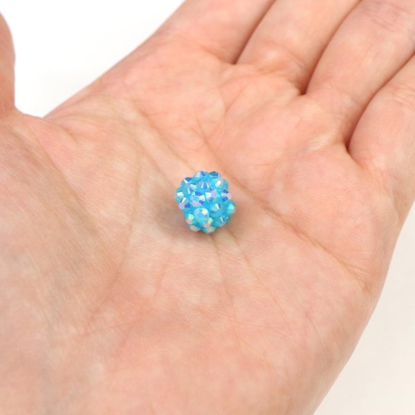 画像6: ラインストーン ビーズ シャンバラビーズ 12mm 25個入り ライトブルー 水色 オーロラ 手芸 パーツ アクセサリー 大きめ 大粒 きらきらぷんぷん丸 CB-066 (6)