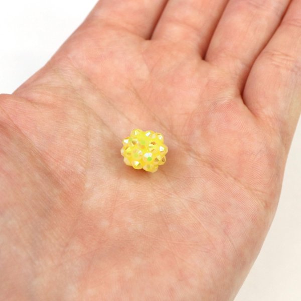 画像6: ラインストーン ビーズ シャンバラビーズ 12mm 25個入り イエロー 黄色 オーロラ 手芸 パーツ アクセサリー 大きめ 大粒 きらきらぷんぷん丸 CB-067 (6)