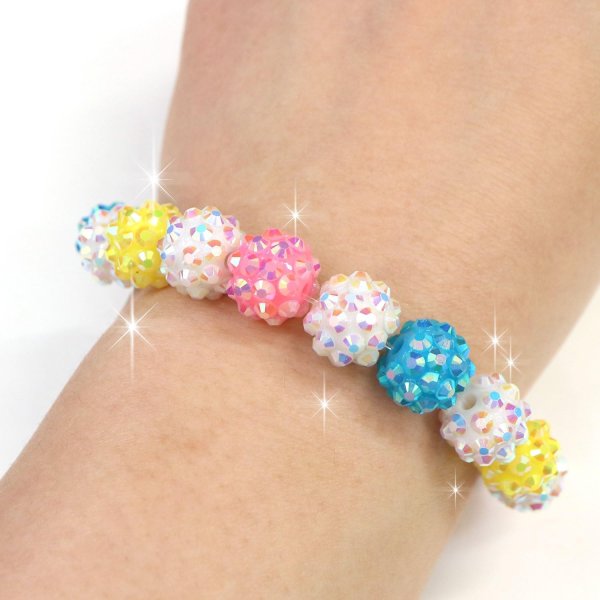 画像5: ラインストーン ビーズ シャンバラビーズ 12mm 25個入り ホワイト 白 オーロラ 手芸 パーツ アクセサリー 大きめ 大粒 ビーズパーツ きらきらぷんぷん丸 CB-068 (5)