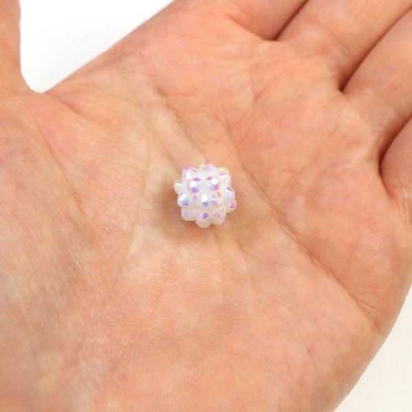 画像6: ラインストーン ビーズ シャンバラビーズ 12mm 25個入り ホワイト 白 オーロラ 手芸 パーツ アクセサリー 大きめ 大粒 ビーズパーツ きらきらぷんぷん丸 CB-068 (6)