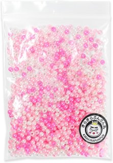 パールビーズ カラフル 8mm【ピンク系】 約98粒 穴あり 両穴 樹脂 丸玉