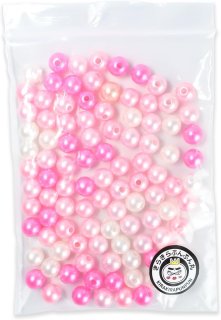 パールビーズ カラフル 12mm【ピンク系】 約48粒 穴あり 両穴 樹脂 丸