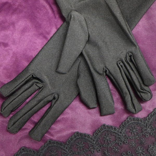 画像5: [きらきらぷんぷん丸] ロンググローブ 手袋 サテン風 【黒 ブラック】 ウェディング ブライダル 花嫁 オペラ コスプレ セクシー COS-013 (5)