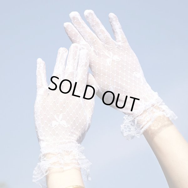 画像5: きらきらぷんぷん丸 レース手袋 リボン ホワイト 白 ドット柄 レディース グローブ 上品 フォーマル フリル パーティー ウエディング COS-026 (5)