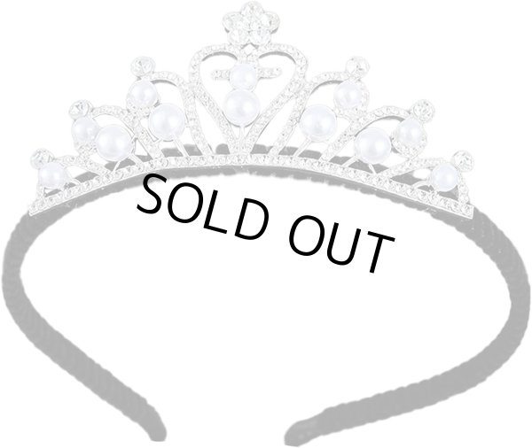 画像1: ティアラ 大人 結婚式 ウェディング 卒業式 誕生日 パーティー コスプレ ヘアアクセサリー カチューシャ ベロア ラインストーン きらきらぷんぷん丸 COS-029 (1)