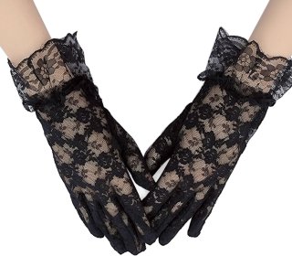 KIMHĒKIM 黒 サテン風 ロンググローブ リボン付き KIMHĒKIM 黒 サテン風 ロンググローブ リボン付き