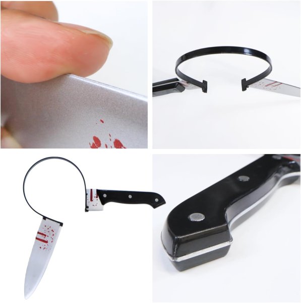 画像4: ハロウィン カチューシャ 包丁 ホラー コスプレ 仮装 頭に刺さった風 おもしろ 小物 小道具 恐怖 刃物 ヘアバンド 男女兼用 きらきらぷんぷん丸 COS-035 (4)