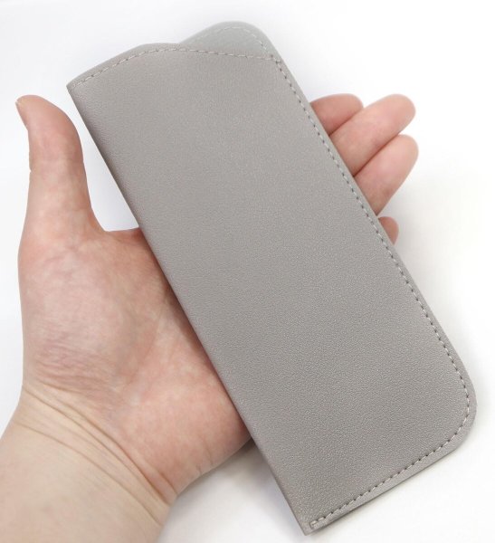 画像6: メガネケース 合皮 革 【グレー】 灰色 スリム 眼鏡ケース サングラスケース PUレザー 可愛い おしゃれ 薄型 コンパクト 軽量 きらきらぷんぷん丸 EGC-015 (6)