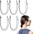 画像1: メガネチェーン シリコン製 【ブラック】 黒 5本入り 72cm グラスコード ストラップ 眼鏡 紐 アクセサリー 首から下げる 落下防止 きらきらぷんぷん丸 EGC-027 (1)