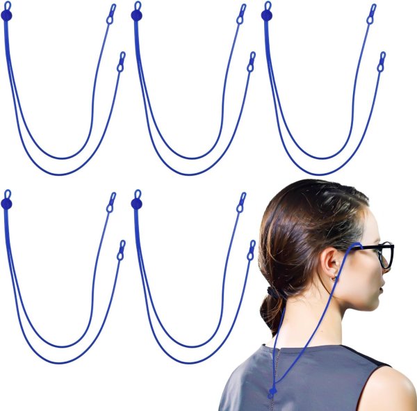 画像1: メガネチェーン シリコン製 【ブルー】 青 5本入り 72cm グラスコード ストラップ 眼鏡 紐 アクセサリー 首から下げる 落下防止 きらきらぷんぷん丸 EGC-029 (1)