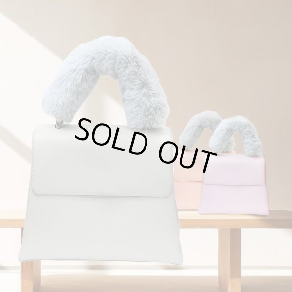 画像4: [きらきらぷんぷん丸] ファーハンドル 【グレー】 2個 約25cm ファスナーテープ 持ち手カバー レディース ファー ハンドル ハンドルカバー かわいい 取り外し FH-002 (4)