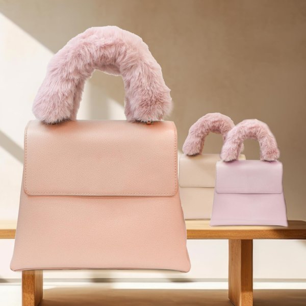 画像4: ファーハンドル スモーキーピンク 2個 約25cm ファスナーテープ 持ち手カバー レディース ファー ハンドル ハンドルカバー バッグ きらきらぷんぷん丸 FH-007 (4)