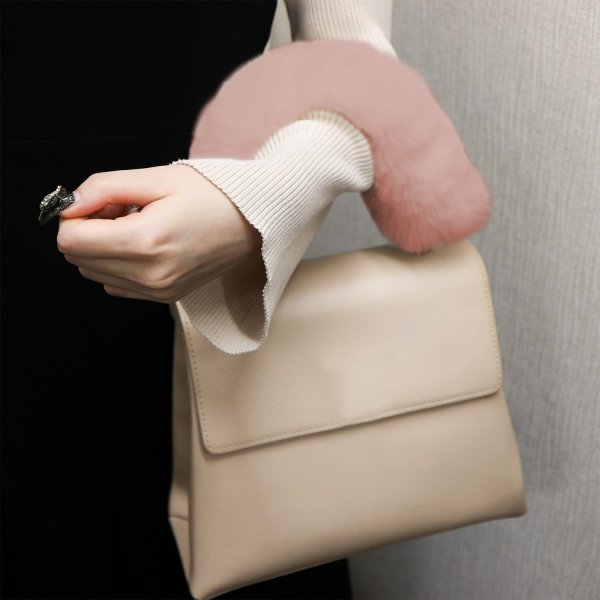 画像6: ファーハンドル スモーキーピンク 2個 約25cm ファスナーテープ 持ち手カバー レディース ファー ハンドル ハンドルカバー バッグ きらきらぷんぷん丸 FH-007 (6)