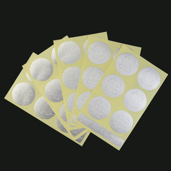 画像4: ギフトシール シルバー 丸 For You エンボスシール 直径40mm 5シート入り プレゼント きらきらぷんぷん丸 FSEL-002 (4)