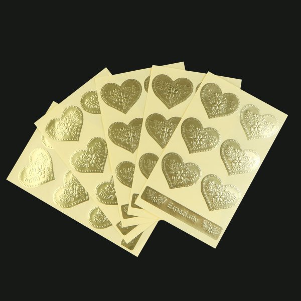 画像4: ギフトシール ゴールド ハート エンボスシール 42×35mm 5シート入り プレゼント きらきらぷんぷん丸 FSEL-003 (4)