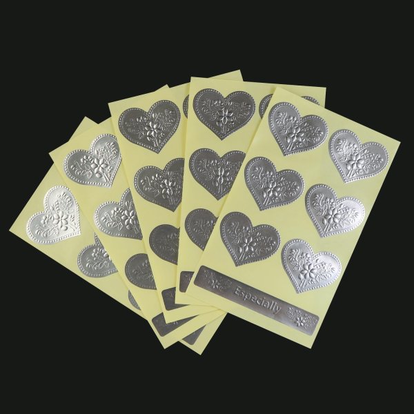 画像4: ギフトシール シルバー ハート エンボスシール 42×35mm 5シート入り プレゼント きらきらぷんぷん丸 FSEL-004 (4)