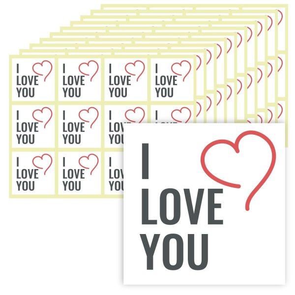 画像1: ギフトシール 【I LOVE YOU】 120枚入り 44x44mm メッセージシール バレンタイン 感謝 プレゼント ラッピング アイラブユー ステッカー 正方形 日本製 (1)
