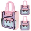 画像1: ギフトバッグ リュック柄 220x215mm 【ピンク】 3枚入り ラッピング プレゼント 不織布 手提げ袋 マチ付き A5サイズ きらきらぷんぷん丸 GLB-002 (1)