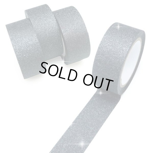 画像1: グリッターテープ ブラック 細かいラメ キラキラ デコレーション ラッピング シール プレゼント 4巻 幅約15mm×長さ約5m きらきらぷんぷん丸 GT-036 (1)