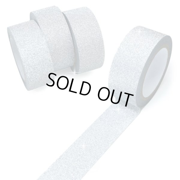 画像1: グリッターテープ シルバー 細かいラメ キラキラ デコレーション ラッピング シール プレゼント 4巻 幅約15mm×長さ約5m きらきらぷんぷん丸 GT-037 (1)
