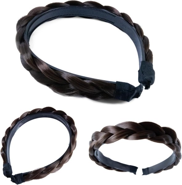 画像5: 三つ編み カチューシャ【ダークブラウン】 茶色 ヘアアクセサリー 三編み 髪飾り 可愛い ヘアバンド ヘアアレンジ 編み込み きらきらぷんぷん丸 HEK-009 (5)