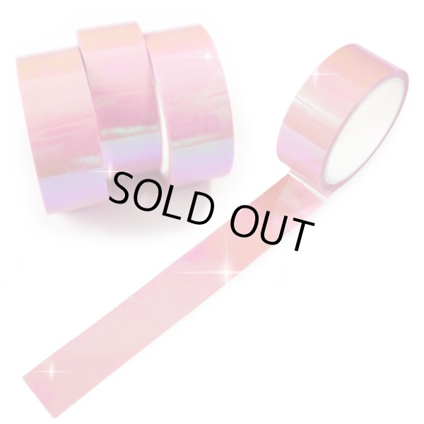 画像1: オーロラテープ【ピンク】粘着あり OPPテープ ホログラム デコレーション ラッピング用に【約15mm×5m】4巻 きらきらぷんぷん丸 HG-012 (1)
