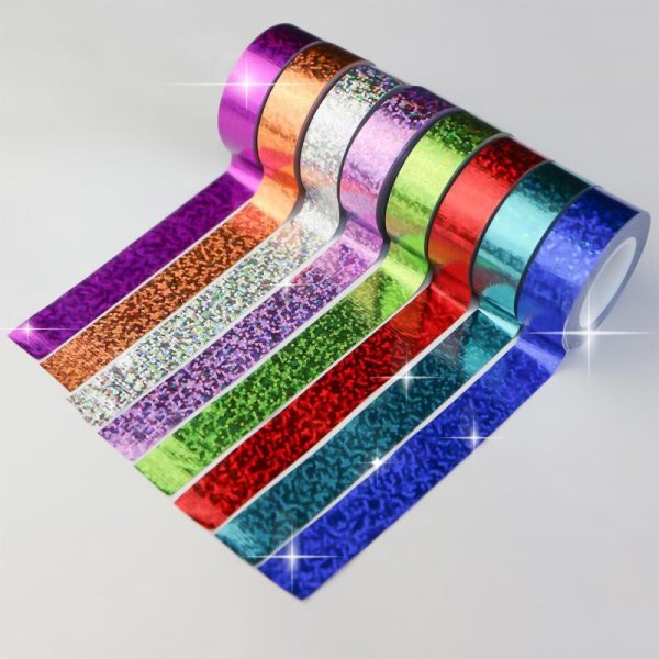 画像5: ホログラムテープ 緑 グリーン 粘着あり キラキラ デコレーション ラッピング シール 2巻入り【約15mm×5M】きらきらぷんぷん丸 HG-023 (5)